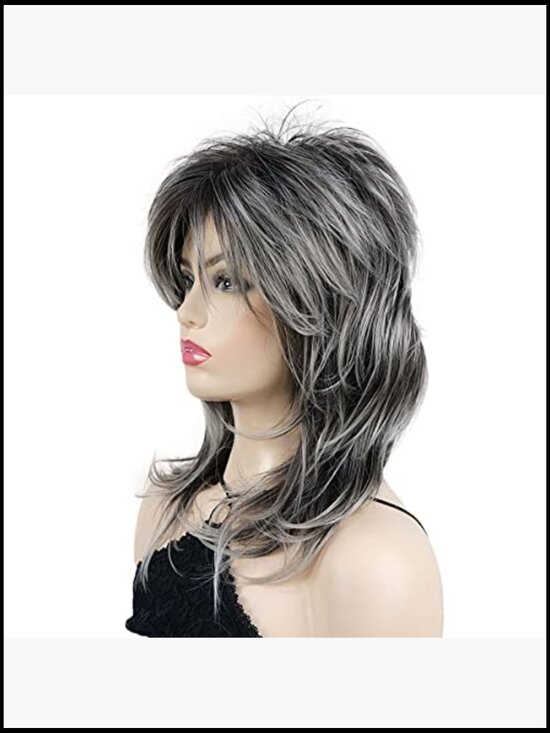 Shaggy Layered Wig with Bangs, Shoulder Length Natural Straight Shags, Soft main image 6